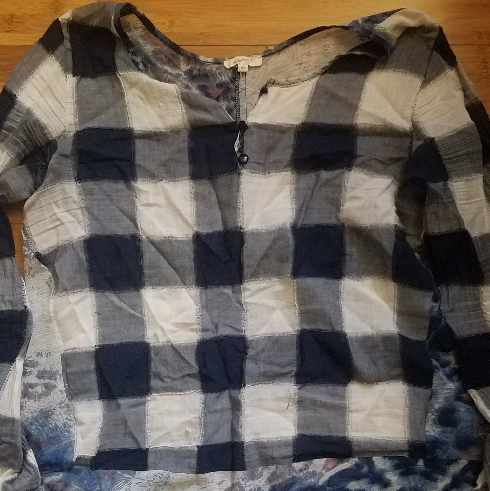 Plaid and animal print top